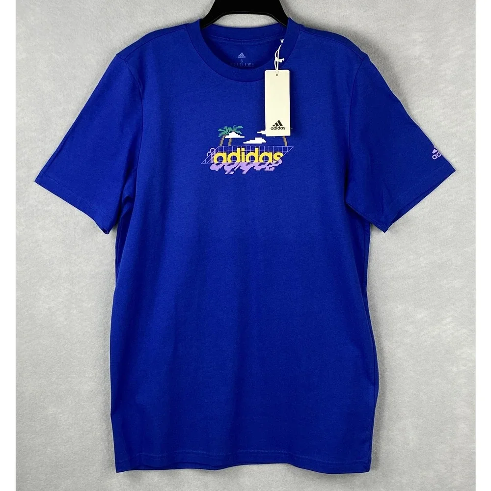 Adidas Men's Small Crew Neck T-Shirt Multi Sport Team Royal Blue NEW